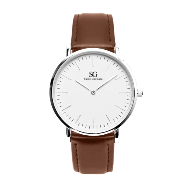 Relogio De Couro Marrom Masculino Bronx Silver 40mm